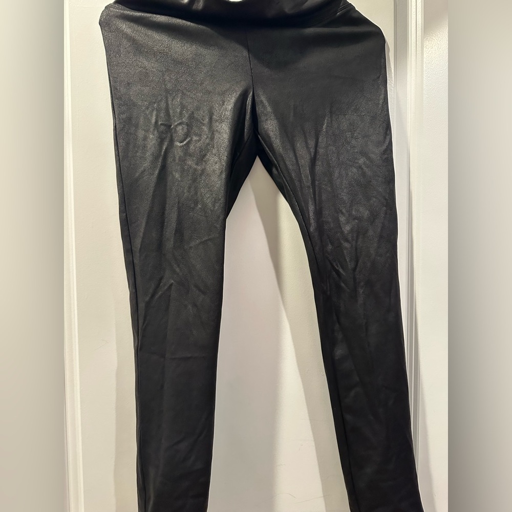 INC black faux leather leggings